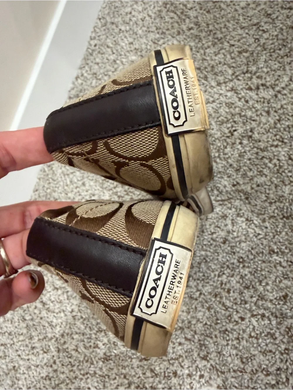 Women’s Coach Slip-On Shoes in Brown and Tan
